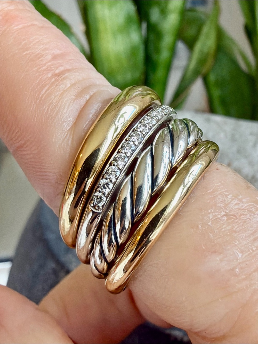 Sold.    David Yurman 18 karat gold sterling and Diamond Ring - Picture 6 of 12